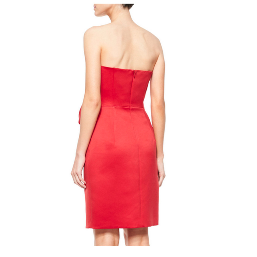 NEW Milly Strapless Bow-Waist Cocktail Red Dress - Picture 4 of 8